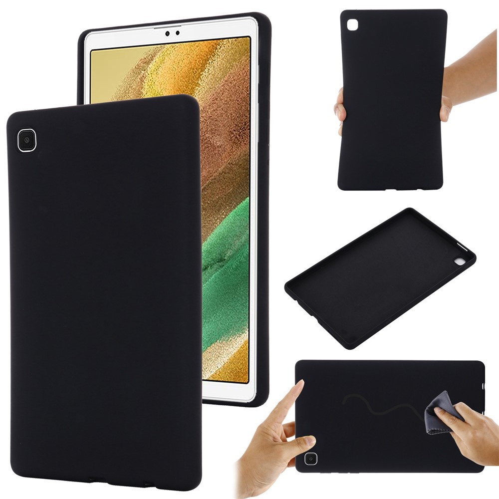 Liquid Silicone Tablet Case for Samsung Galaxy Tab A7 Lite 8.7-inch, Microfiber Lining Anti-scratch Protective Cover - Black-9