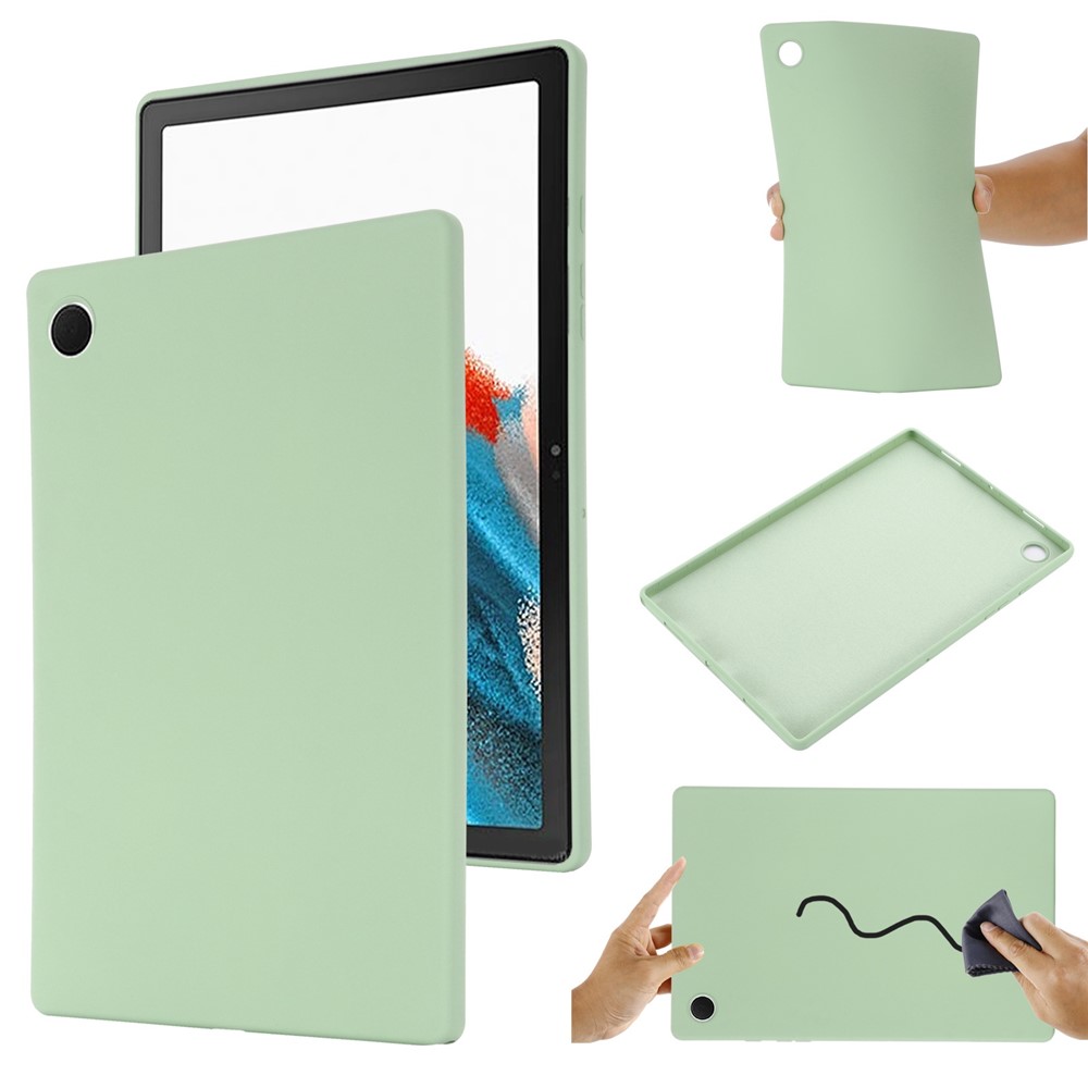 Liquid Silicone Tablet Cover for Samsung Galaxy Tab A8 10.5 (2021), Shockproof Microfiber Lining Slim Tablet Case - Green-9