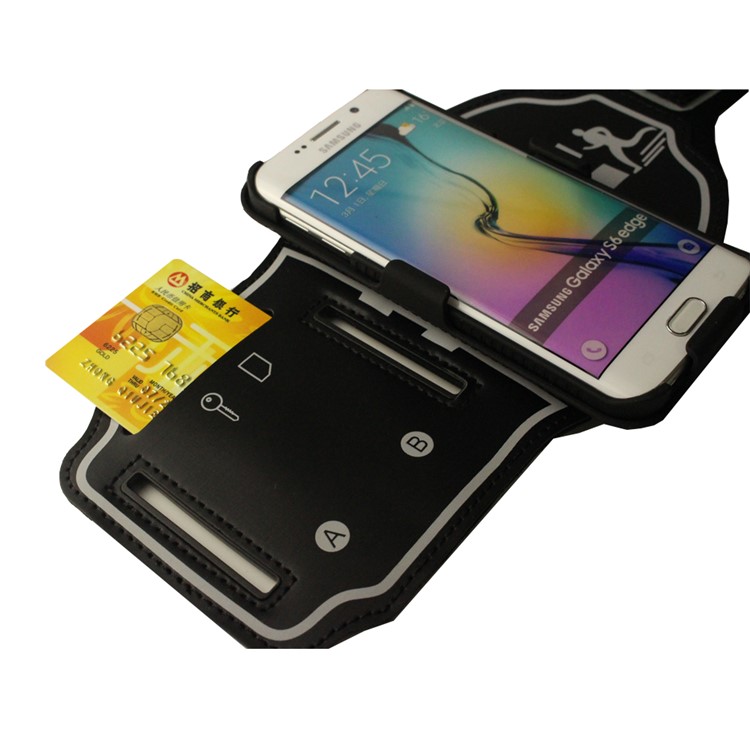 Stripes Pattern Shockproof PC + Silicone Hybrid Cover with Arm Band for Samsung Galaxy S6 Edge G925 - Black-5