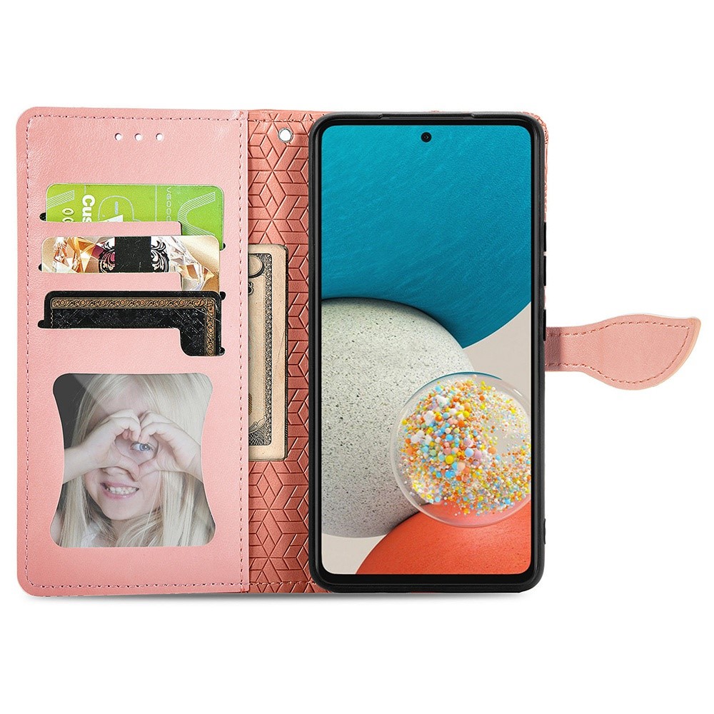 For Samsung Galaxy A73 5G Imprinted Dream Wings Series PU Leather Cover Adjustable Stand Shockproof Phone Wallet Case - Orange-2