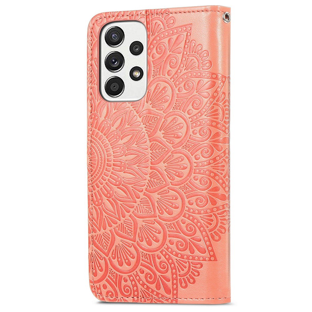 For Samsung Galaxy A73 5G Imprinted Dream Wings Series PU Leather Cover Adjustable Stand Shockproof Phone Wallet Case - Orange-9