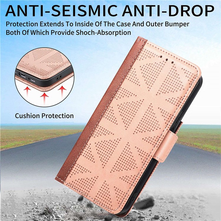For Samsung Galaxy S22 5G PU Leather Cross Rhombus Imprinted Double Magnetic Clasp Phone Case with Wallet Stand - Khaki-7