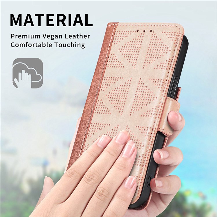 For Samsung Galaxy S22 5G PU Leather Cross Rhombus Imprinted Double Magnetic Clasp Phone Case with Wallet Stand - Khaki-8