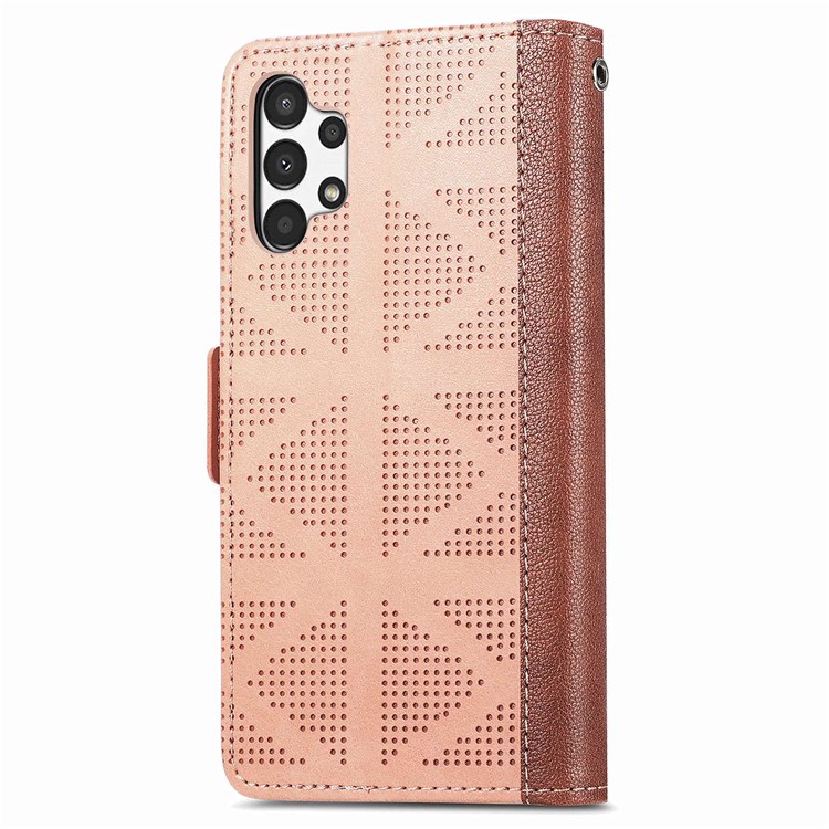 For Samsung Galaxy A32 5G/M32 5G Cross Rhombus Imprinted PU Leather Anti-drop Phone Case Wallet Stand Protective Cover - Khaki-10
