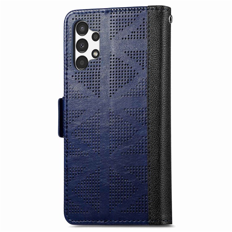 For Samsung Galaxy A52 4G/5G/A52s 5G Cross Rhombus Imprinted Wallet Stand Case PU Leather Full Protection Phone Cover - Blue-10