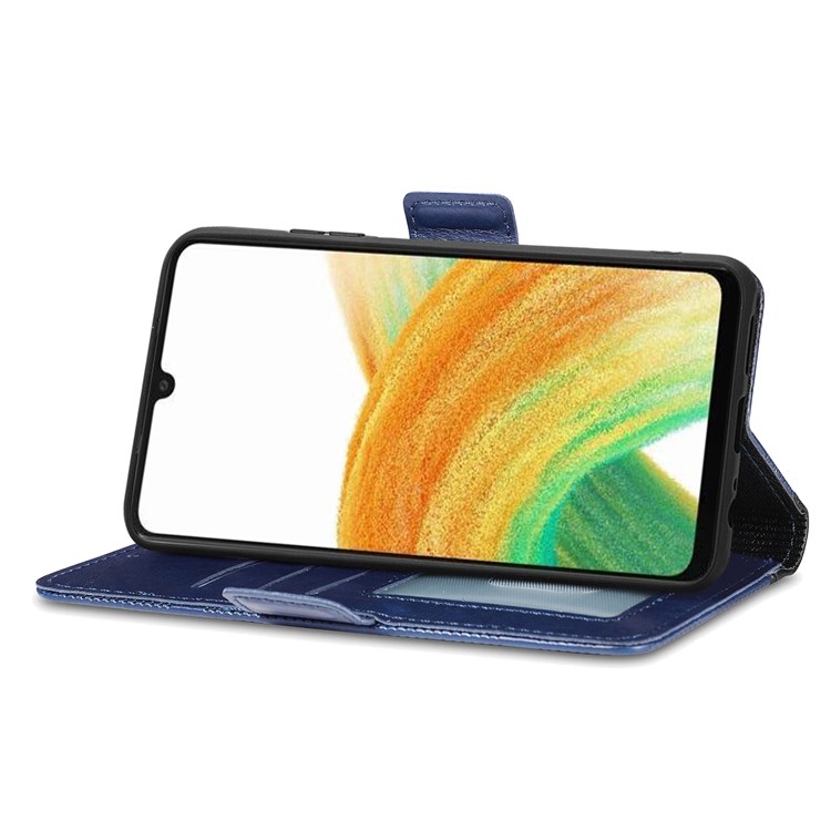 For Samsung Galaxy A52 4G/5G/A52s 5G Cross Rhombus Imprinted Wallet Stand Case PU Leather Full Protection Phone Cover - Blue-3