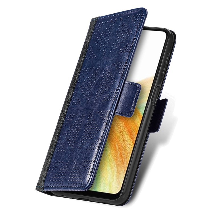 For Samsung Galaxy A52 4G/5G/A52s 5G Cross Rhombus Imprinted Wallet Stand Case PU Leather Full Protection Phone Cover - Blue-5