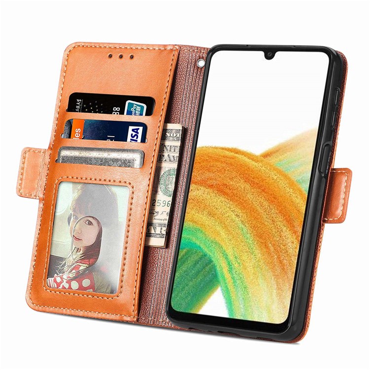 For Samsung Galaxy A72 4G/5G Cross Rhombus Imprinted Wallet Leather Case Adjustable Stand Flip Phone Cover - Brown-2