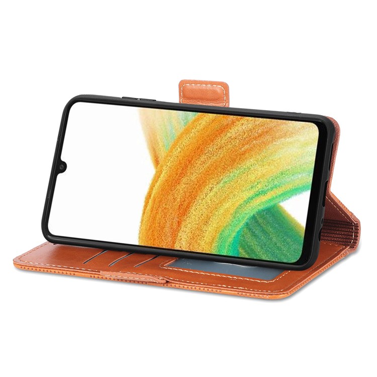 For Samsung Galaxy A72 4G/5G Cross Rhombus Imprinted Wallet Leather Case Adjustable Stand Flip Phone Cover - Brown-3