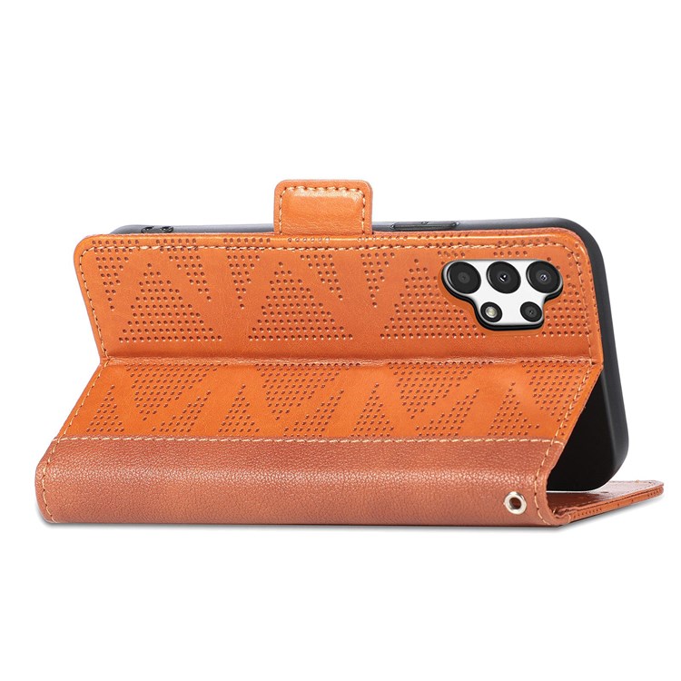 For Samsung Galaxy A72 4G/5G Cross Rhombus Imprinted Wallet Leather Case Adjustable Stand Flip Phone Cover - Brown-4