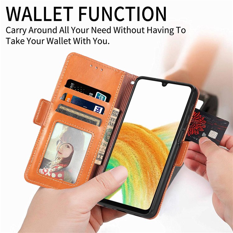 For Samsung Galaxy A72 4G/5G Cross Rhombus Imprinted Wallet Leather Case Adjustable Stand Flip Phone Cover - Brown-6
