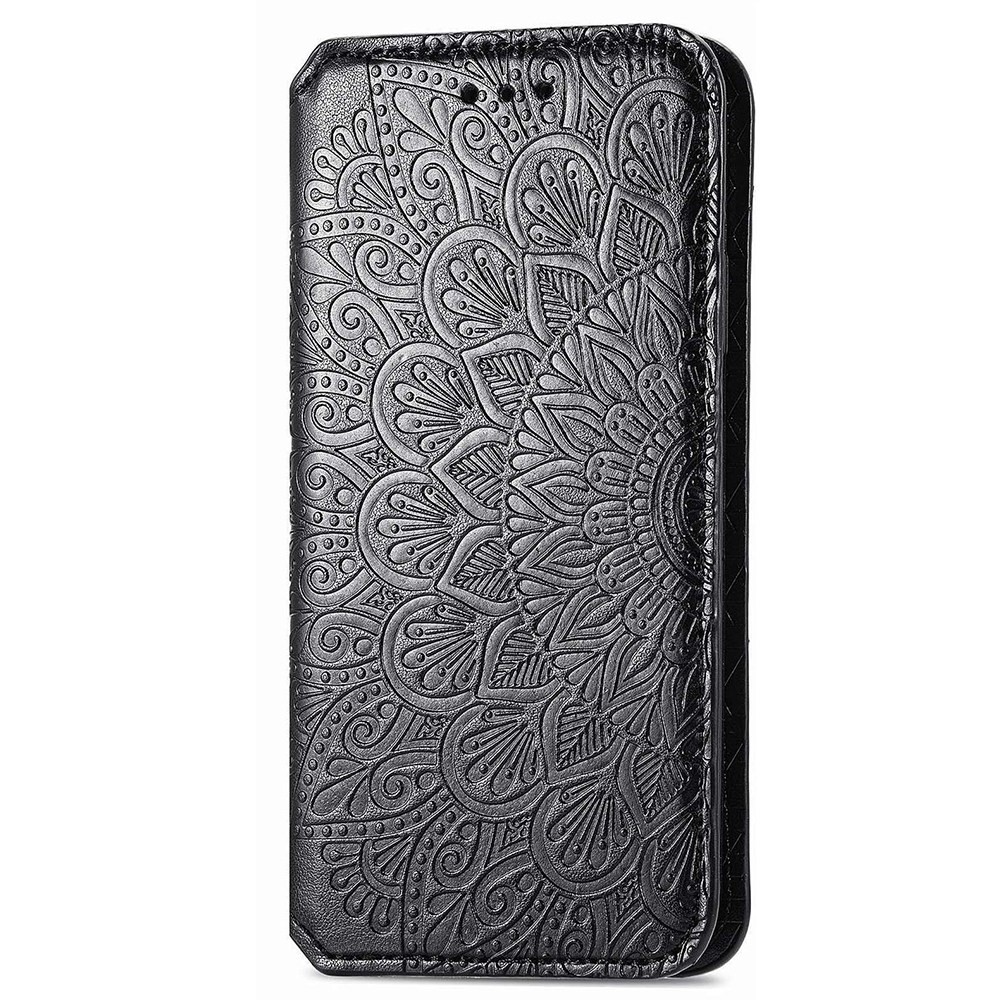 For Samsung Galaxy A13 4G Mandala Flower Imprinted PU Leather Full-protection Phone Case Magnetic Auto-closing Folio Flip Stand Wallet Cover - Black-6