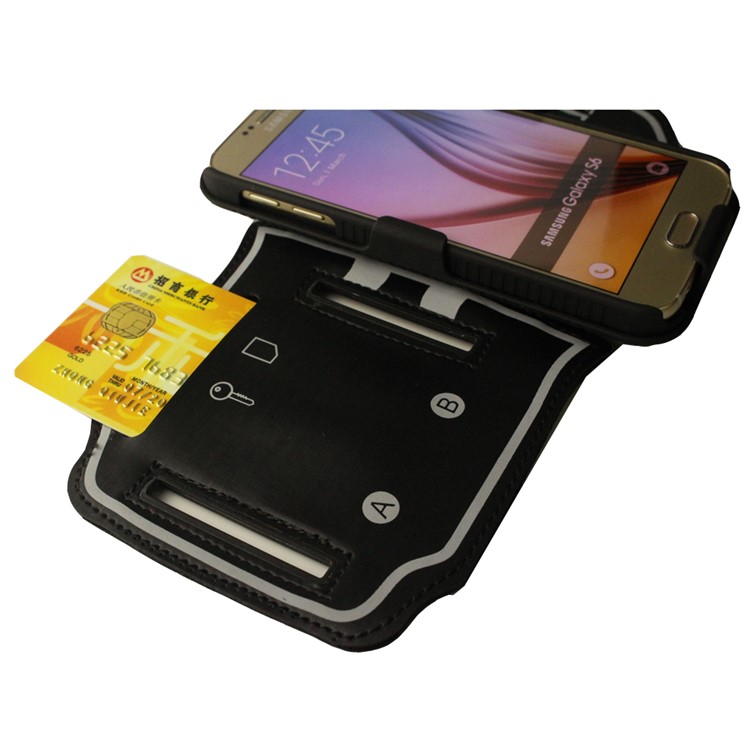 Stripes Pattern Shock-proof PC + Silicone Hybrid Shell with Arm Band for Samsung Galaxy S6 SM-G920 - Black-14