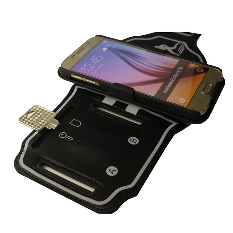 Stripes Pattern Shock-proof PC + Silicone Hybrid Shell with Arm Band for Samsung Galaxy S6 SM-G920 - Black-15