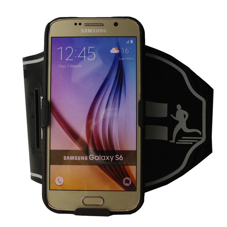Stripes Pattern Shock-proof PC + Silicone Hybrid Shell with Arm Band for Samsung Galaxy S6 SM-G920 - Black-2