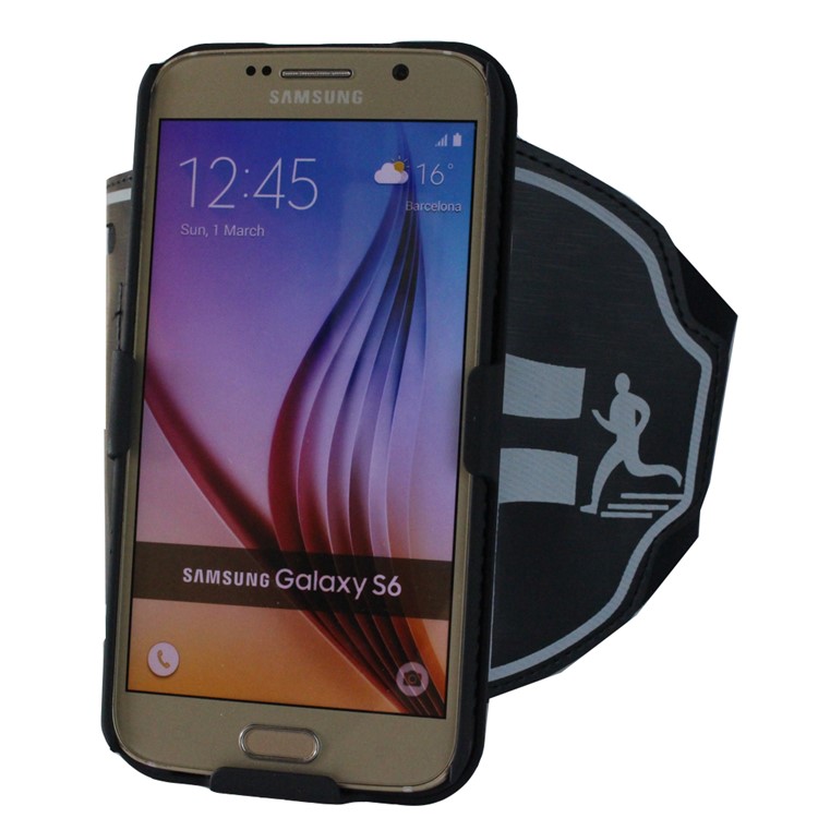 Stripes Pattern Shock-proof PC + Silicone Hybrid Shell with Arm Band for Samsung Galaxy S6 SM-G920 - Black-6