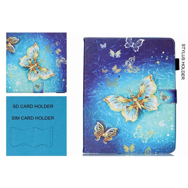 Pattern Printing Wallet Leather Stand Case for Samsung Galaxy Tab A 7.0 T280 T285 - Gold Butterflies-1