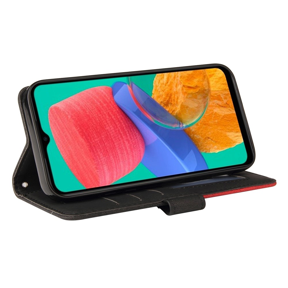 For Samsung Galaxy M33 5G (Global Version) KT Leather Series-1 PU Leather Wallet Phone Case Dual-color Splicing Stand Phone Shell with Strap - Black-3
