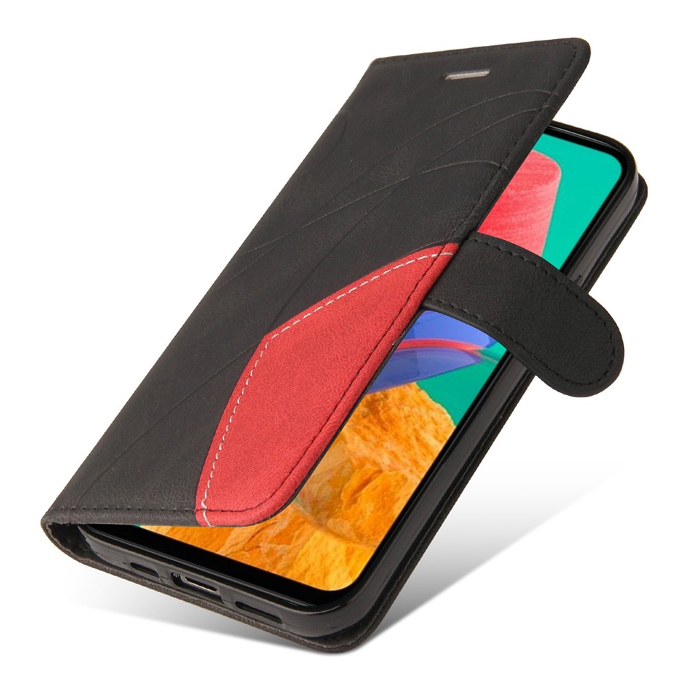For Samsung Galaxy M33 5G (Global Version) KT Leather Series-1 PU Leather Wallet Phone Case Dual-color Splicing Stand Phone Shell with Strap - Black-5