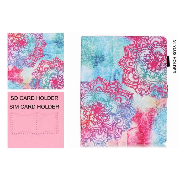 Patterned Wallet Stand Leather Smart Case for Samsung Galaxy Tab S2 9.7 T810 T815 - Mandala Flowers-1