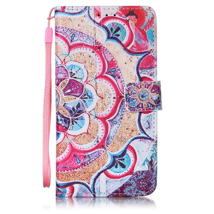 Pattern Printing Leather Wallet Case with Lanyard for Samsung Galaxy J5 (2016) SM-J510 - Henna Lotus-1