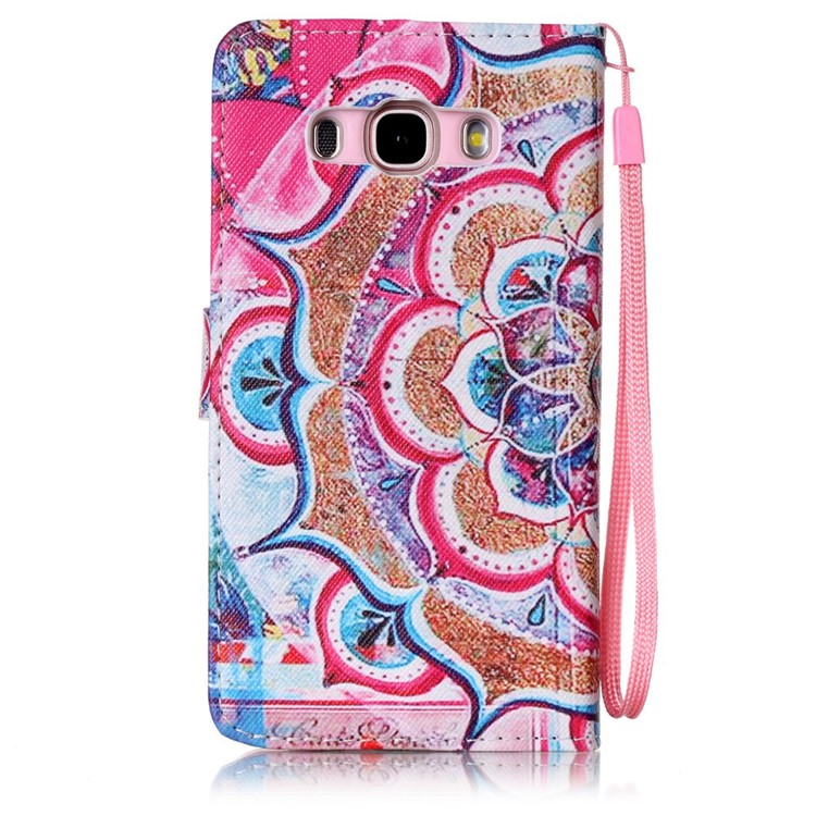Pattern Printing Leather Wallet Case with Lanyard for Samsung Galaxy J5 (2016) SM-J510 - Henna Lotus-2