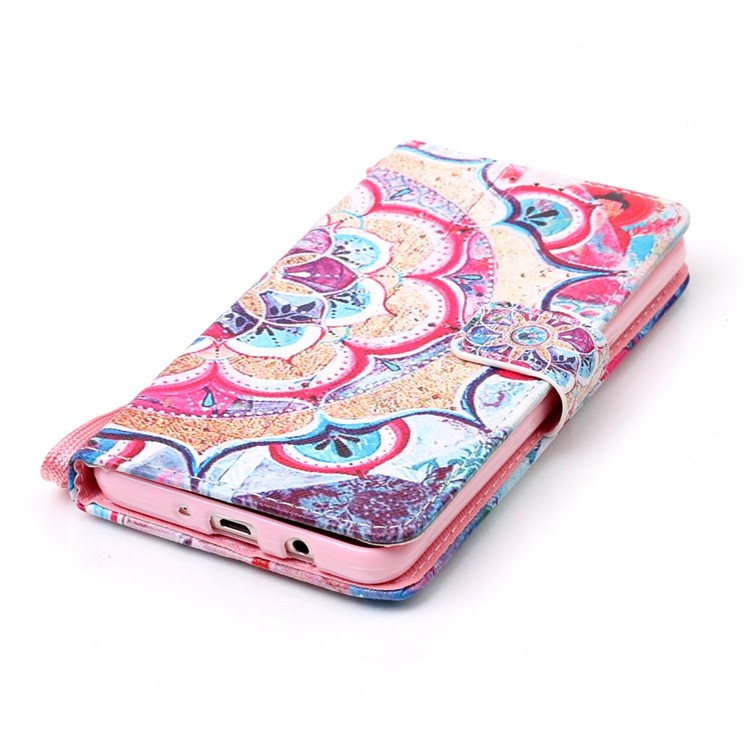 Pattern Printing Leather Wallet Case with Lanyard for Samsung Galaxy J5 (2016) SM-J510 - Henna Lotus-4