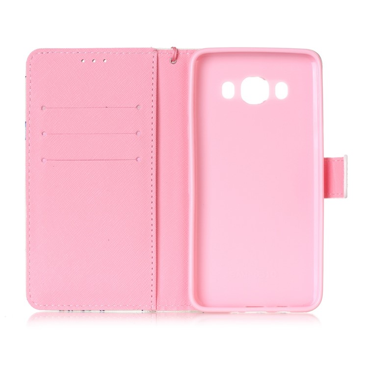 Pattern Printing Leather Wallet Case with Lanyard for Samsung Galaxy J5 (2016) SM-J510 - Henna Lotus-7