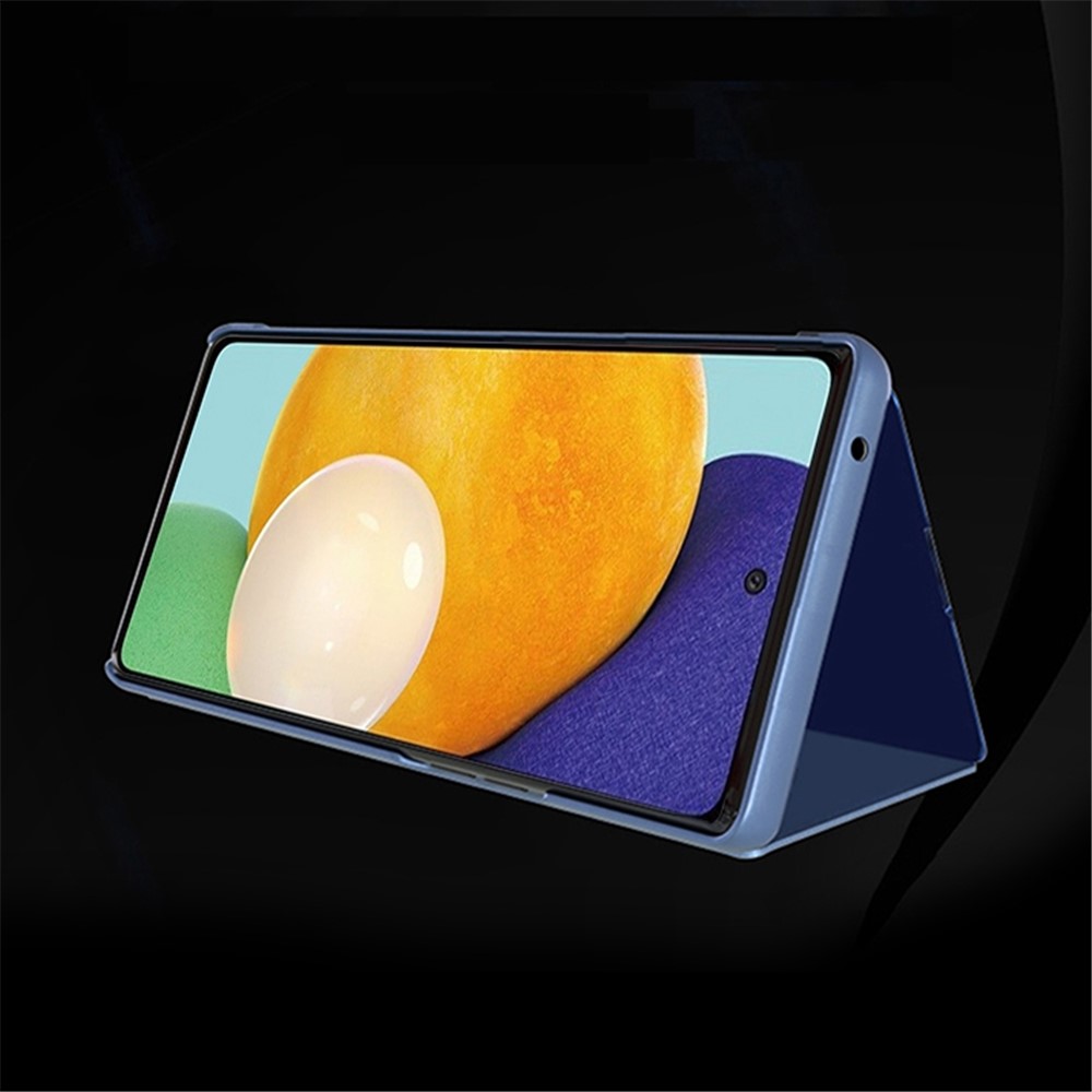 For Samsung Galaxy A53 5G View Window Electroplate Plating Case PU Leather Stand Full Body Protective Mirror Flip Folio Cover - Sky Blue-2