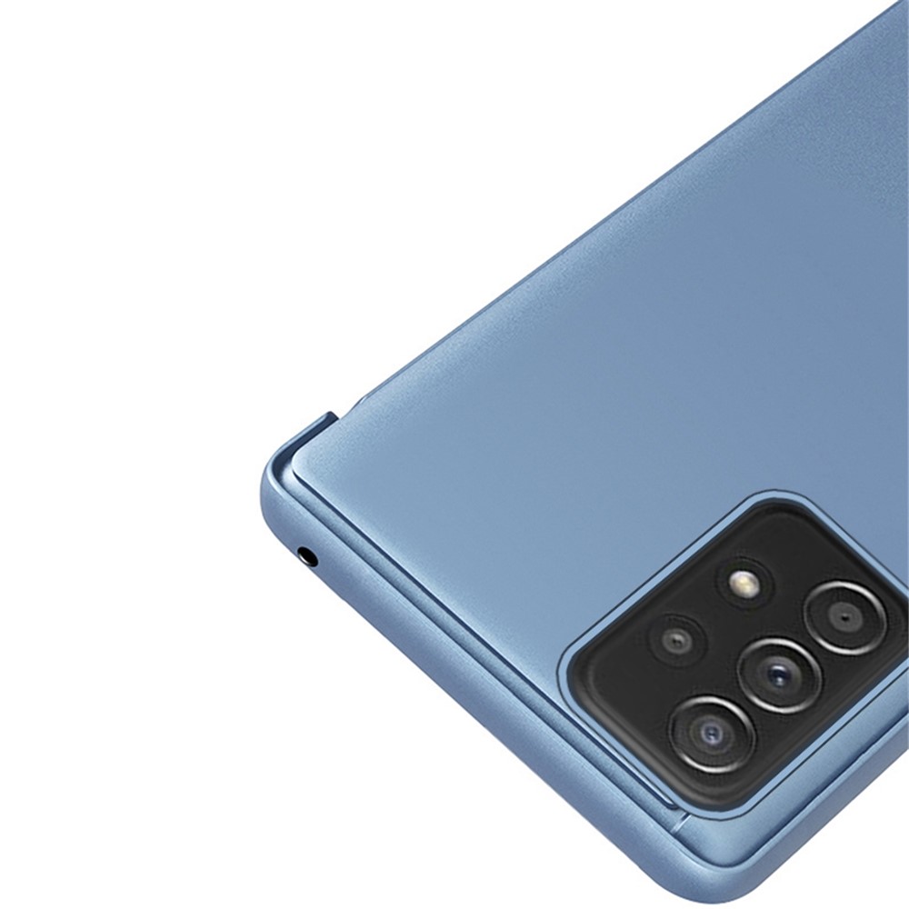 For Samsung Galaxy A53 5G View Window Electroplate Plating Case PU Leather Stand Full Body Protective Mirror Flip Folio Cover - Sky Blue-6