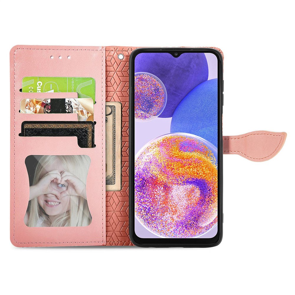 For Samsung Galaxy A23 4G (165.4 x 76.9 x 8.4mm) Imprinted Dream Wings Series PU Leather Stand Flip Cover Inner TPU Wallet Case - Orange-2