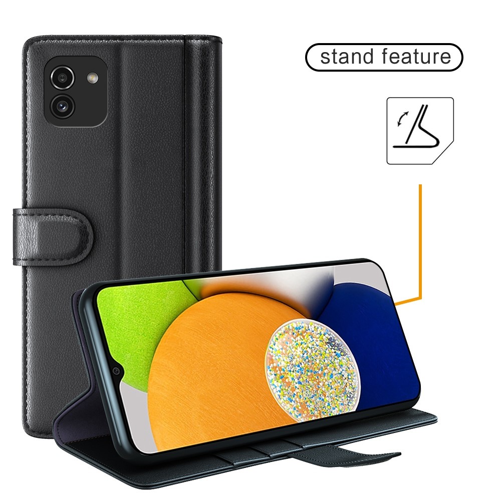 For Samsung Galaxy A03 (166.5 x 75.98 x 9.14mm) Genuine Split Leather Flip Case Stand Wallet Shockproof Full Protection Magnetic Cover - Brown-4