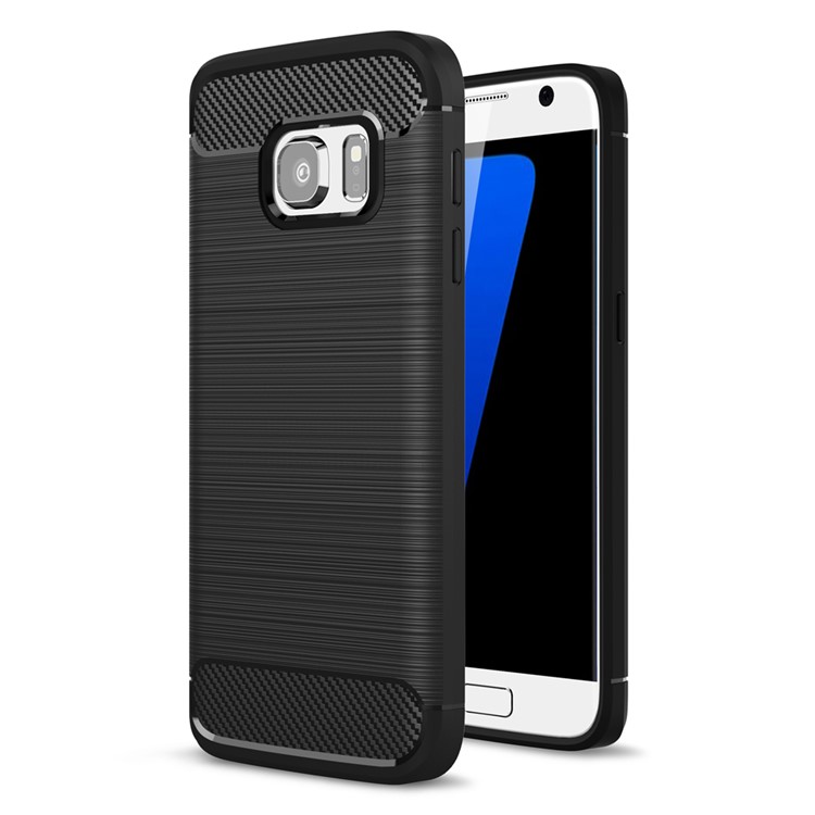 Carbon Fibre Brushed TPU Case for Samsung Galaxy S7 SM-G930 - Black-1
