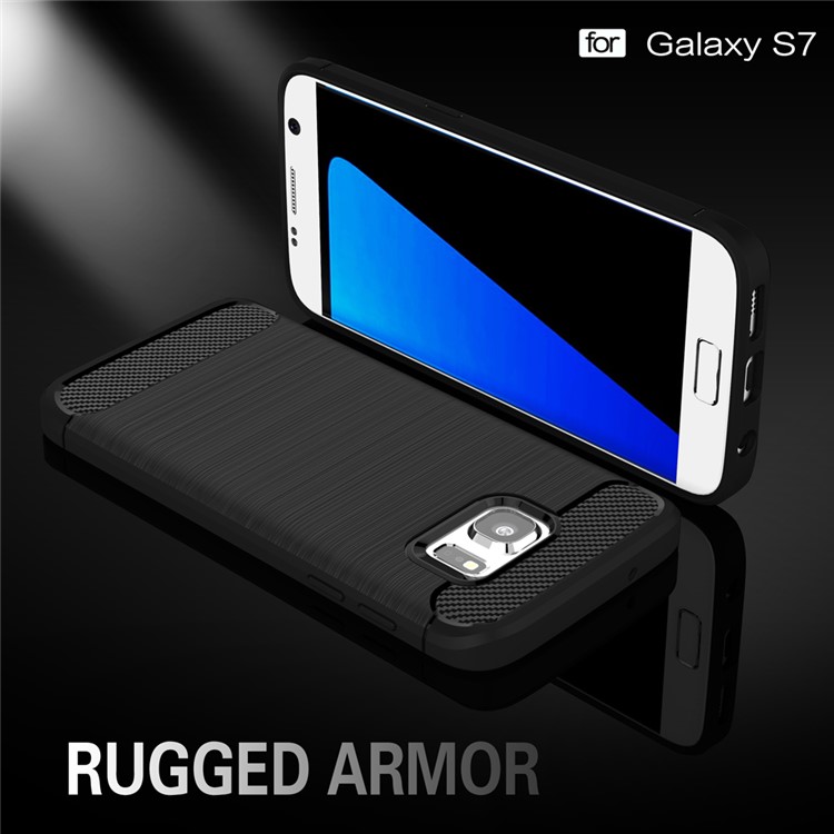 Carbon Fibre Brushed TPU Case for Samsung Galaxy S7 SM-G930 - Black-2