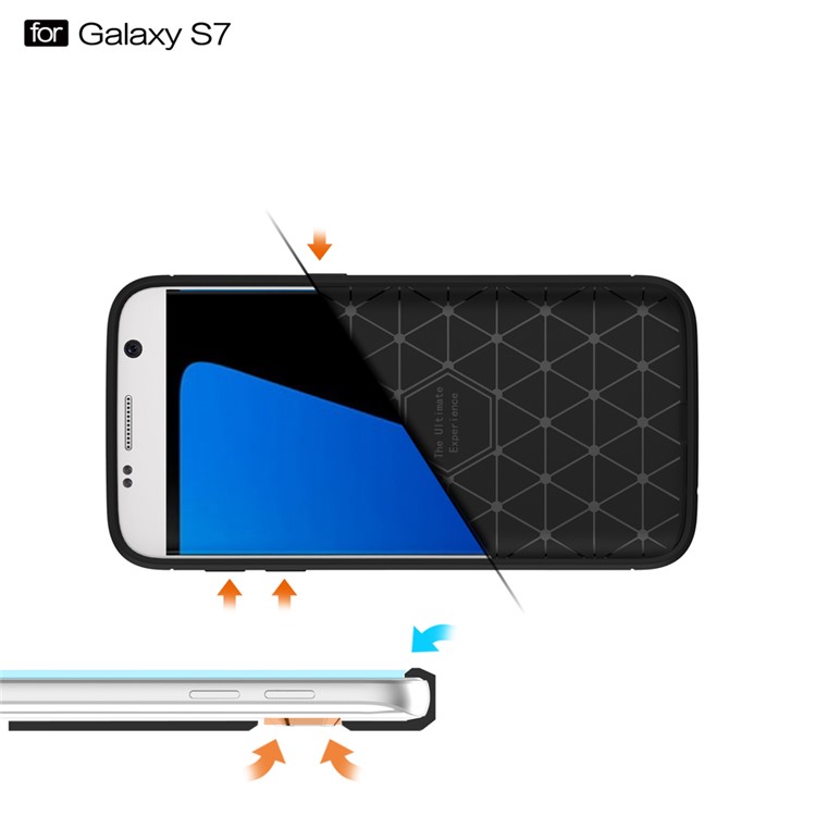 Carbon Fibre Brushed TPU Case for Samsung Galaxy S7 SM-G930 - Black-7
