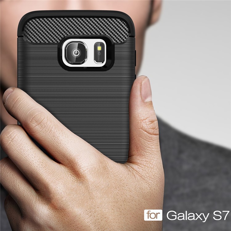 Carbon Fibre Brushed TPU Case for Samsung Galaxy S7 SM-G930 - Black-8