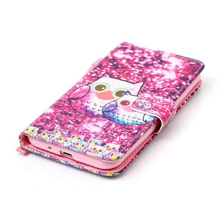 Pattern Printing Leather Wallet Case with Wrist Strap for Samsung Galaxy J3 / J3 (2016) - Cute Owls-4