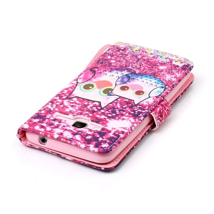 Pattern Printing Leather Wallet Case with Wrist Strap for Samsung Galaxy J3 / J3 (2016) - Cute Owls-5