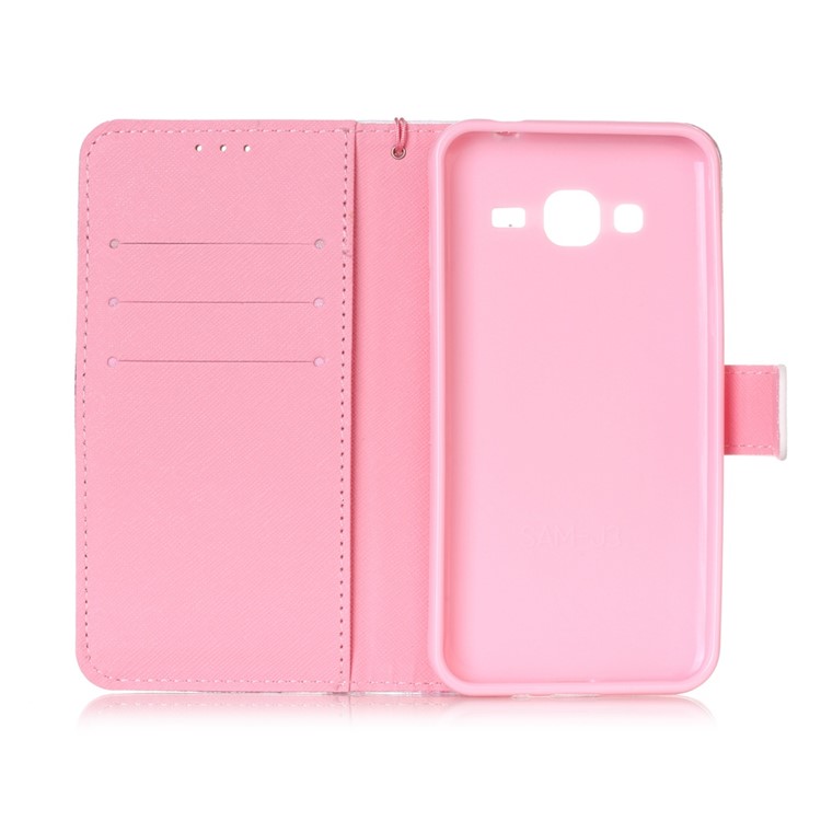Pattern Printing Leather Wallet Case with Wrist Strap for Samsung Galaxy J3 / J3 (2016) - Cute Owls-7