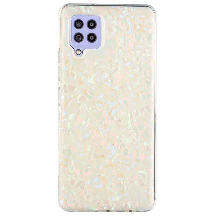 Phone Cover for Samsung Galaxy A22 4G (EU Version), IMD IML Fashionable 2.0mm Shell Pattern Soft TPU Case - Color White-1