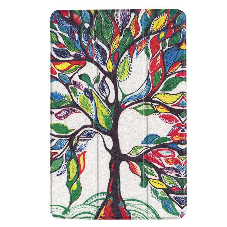 Pattern Printing Tri-fold Stand Leather Smart Case for Samsung Galaxy Tab A 10.1 (2016) - Colored Tree-2