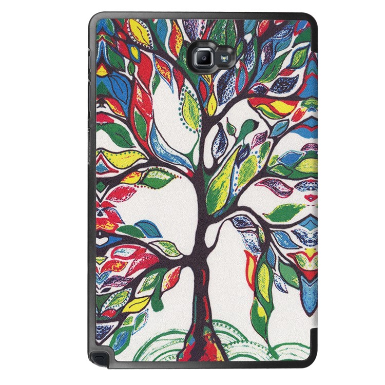 Pattern Printing Tri-fold Stand Leather Smart Case for Samsung Galaxy Tab A 10.1 (2016) - Colored Tree-3