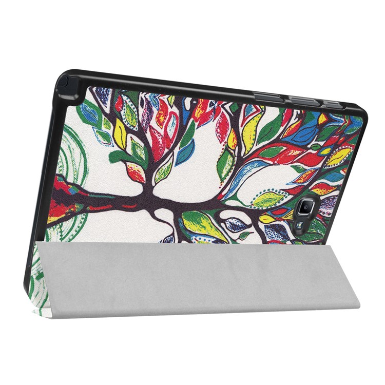 Pattern Printing Tri-fold Stand Leather Smart Case for Samsung Galaxy Tab A 10.1 (2016) - Colored Tree-4