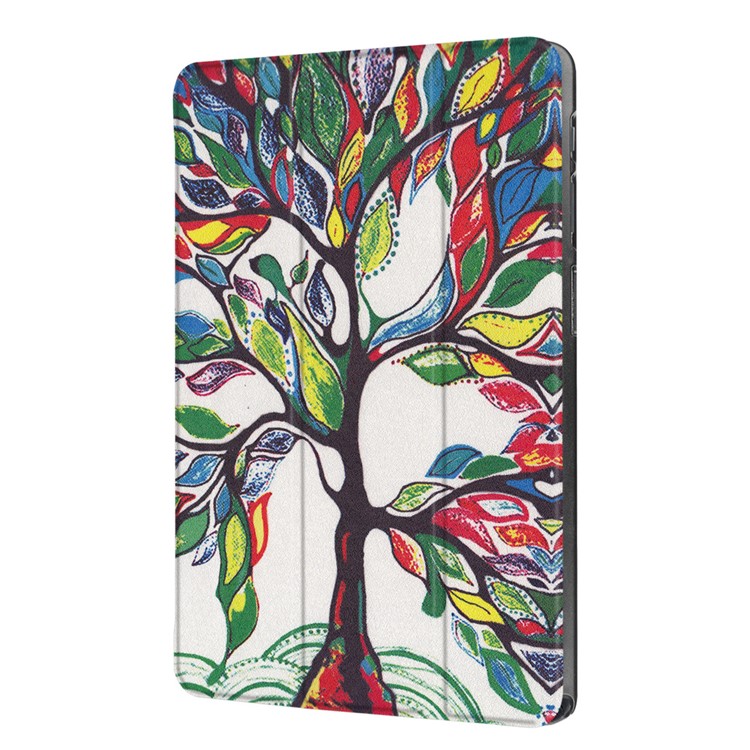 Pattern Printing Tri-fold Stand Leather Smart Case for Samsung Galaxy Tab A 10.1 (2016) - Colored Tree-7