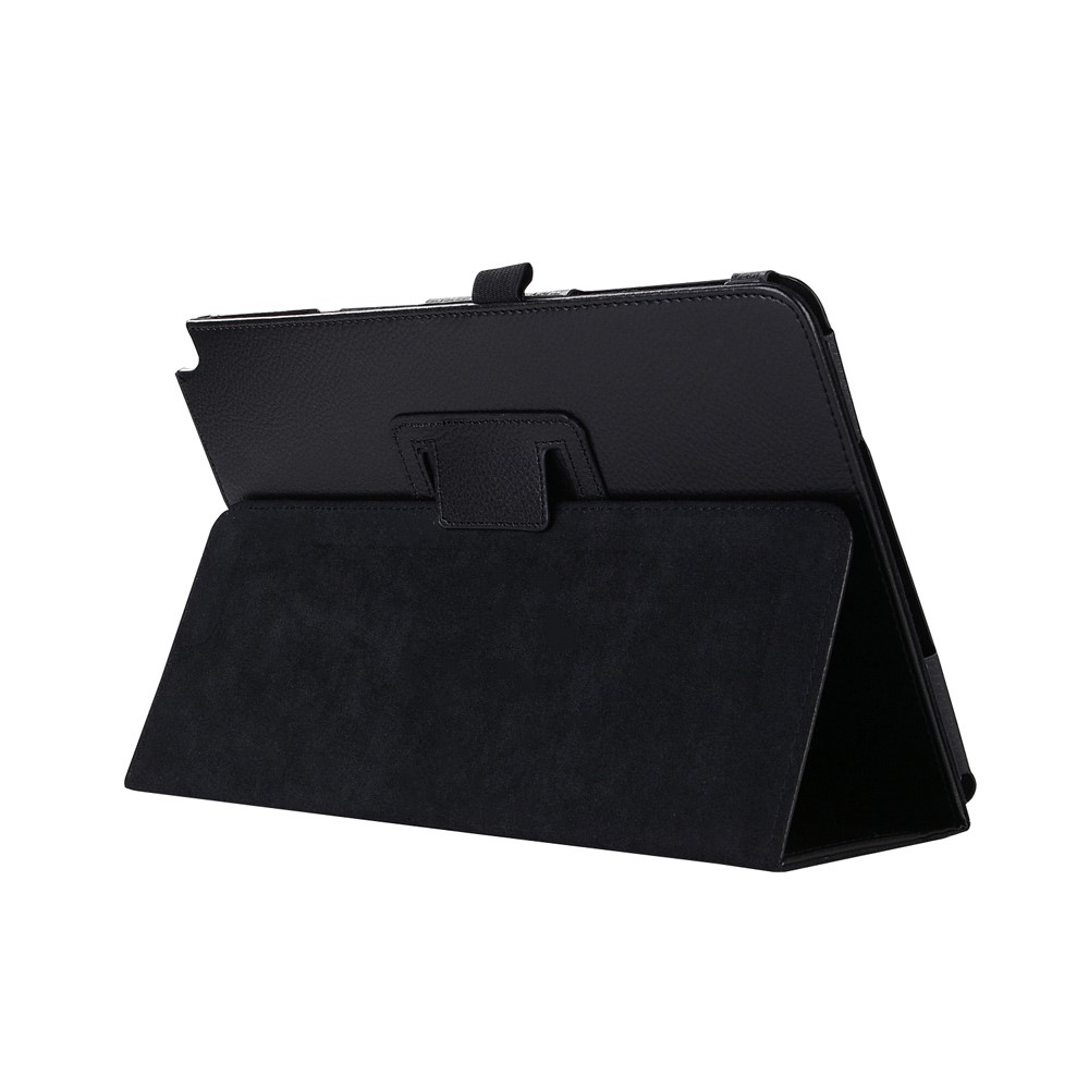 Para Samsung Galaxy Tab A 10.1 (2016) Con S Pen P580 / P585 Litchi Texture Smart Leather Stand - Negro