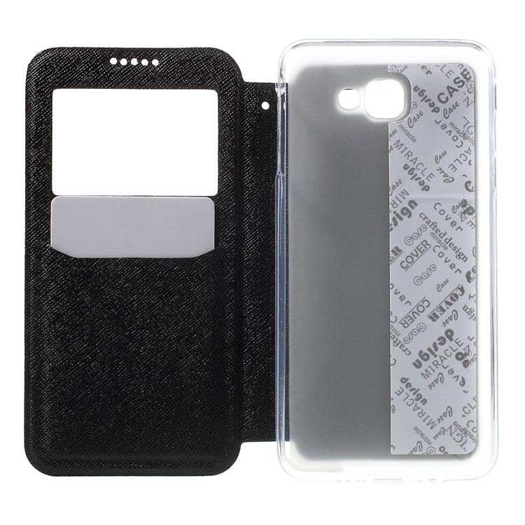 Cross Texture View Window Leather Case for Samsung Galaxy J5 Prime - Black-4