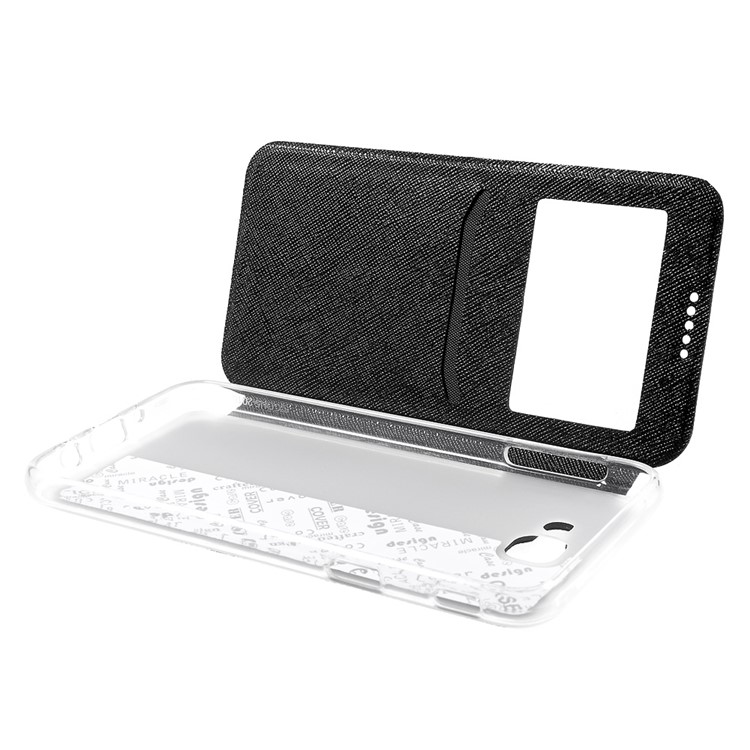 Cross Texture View Window Leather Case for Samsung Galaxy J5 Prime - Black-5