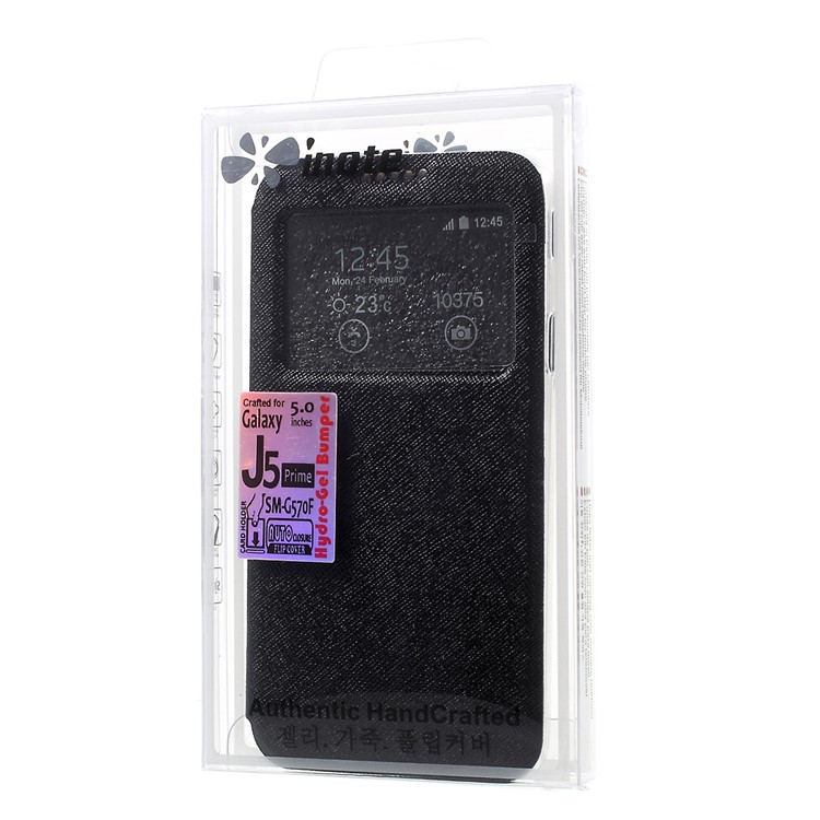 Cross Texture View Window Leather Case for Samsung Galaxy J5 Prime - Black-8