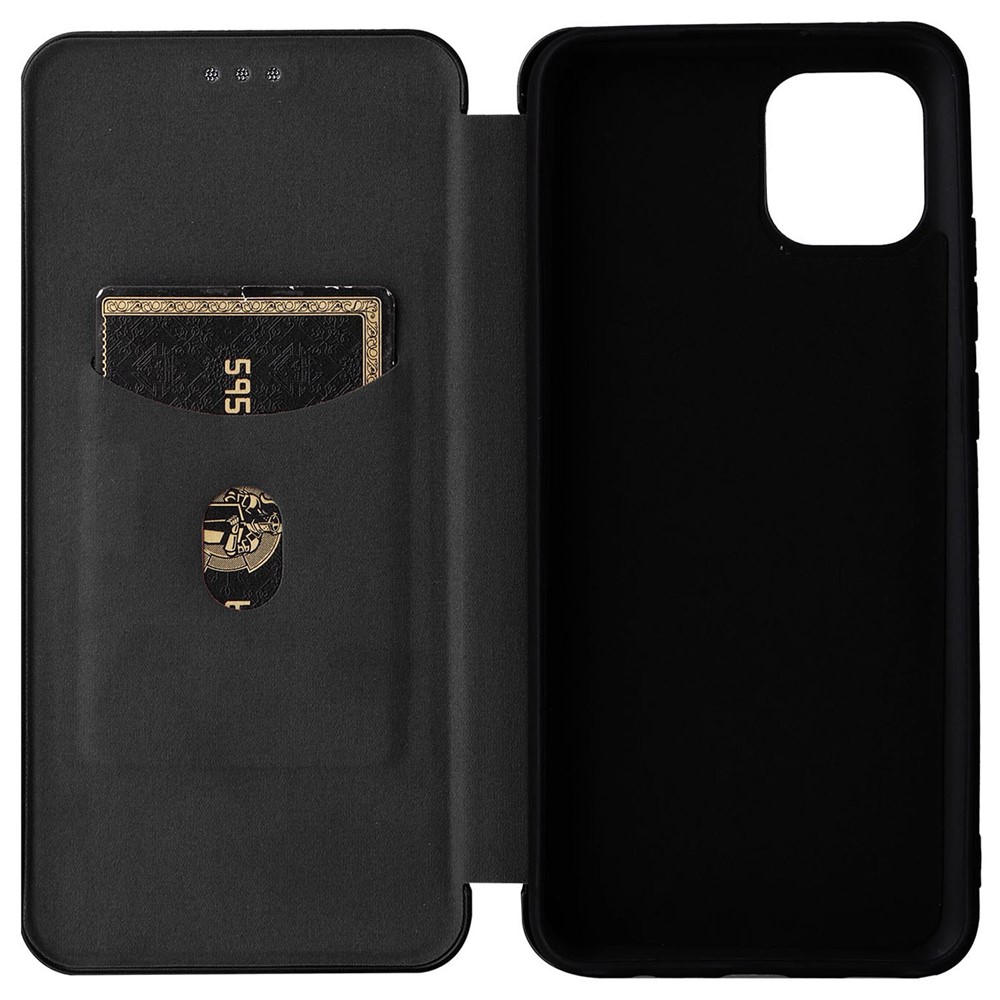 For Samsung Galaxy A03 (166.5 x 75.98 x 9.14mm) Wear Resistant Phone Protective Cover with Card Slot Folio Stand Magnetic Carbon Fiber Texture PU Leather Flip Case - Black-2