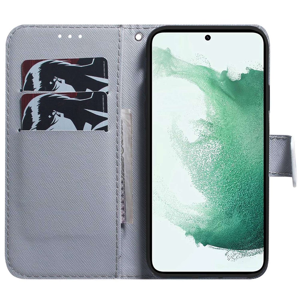 For Samsung Galaxy A33 5G PU Leather 3D Pattern Printing Wallet Case Stand Magnetic Shockproof Protective Phone Cover with Wrist Strap - Watercolor Flowers-2